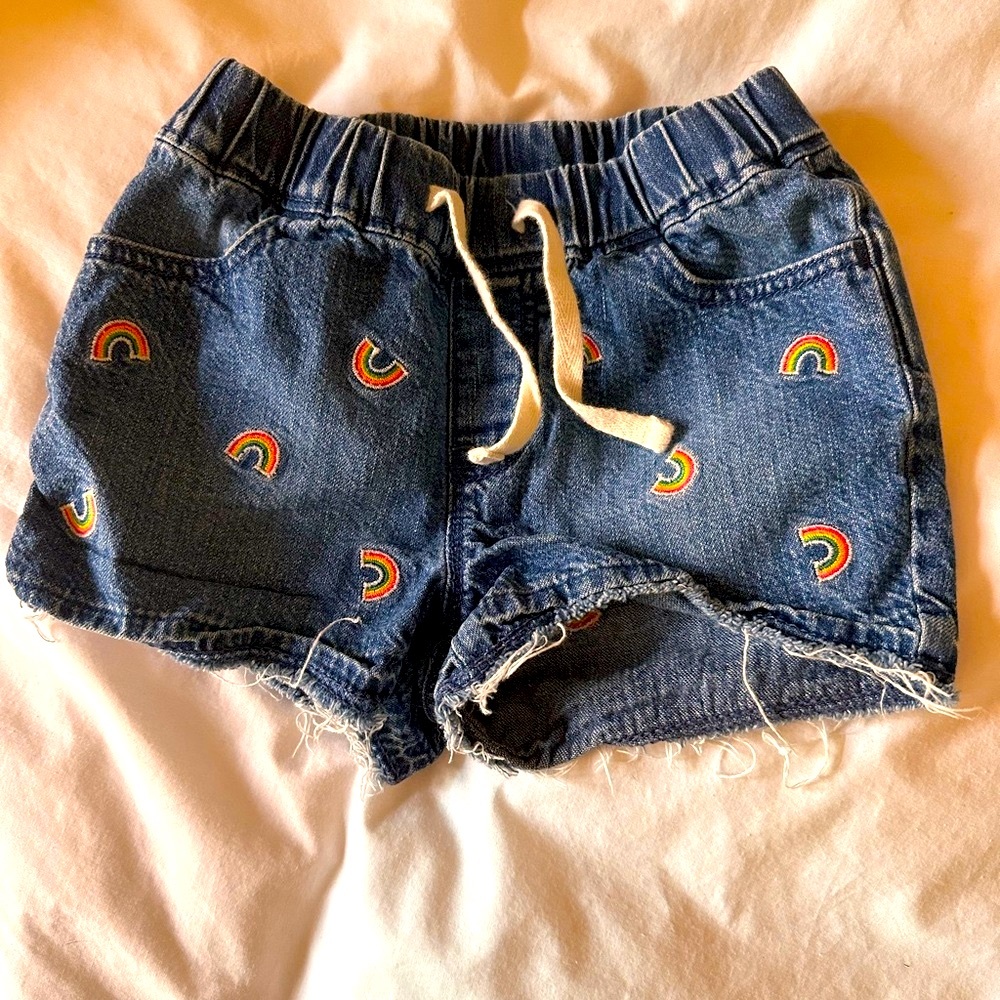 GAP Rainbow Embroidered Denim Shorts for Kids